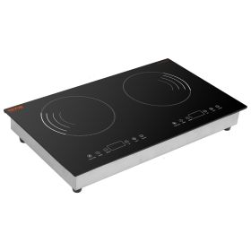 VEVOR Induction Cooktop, 1800W Electric Countertop Burner, 2 Burner Touch Control Stove, Built-in Induction Cooktop with 9 Power Settings