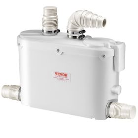 VEVOR Macerator Pump, 500W, 29 GPM Flow, 26 ft/8 m Head, Macerator Sewerage Toilet Pump with 4 Water Inlets